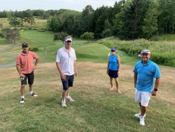 2020 Fore PAWS Golf Tournament winning team, “Off Leash.” From left to right, Rick Brace, Geoffrey James, Kristen Nelson, and Michael Forcillo. (Courtesy PAWS)