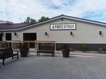 Patio dining has been constructed by the Maine Coast construction crew and Bruce Colson has done the landscaping work that surrounds the patio and building. Photo by Kay Stephens