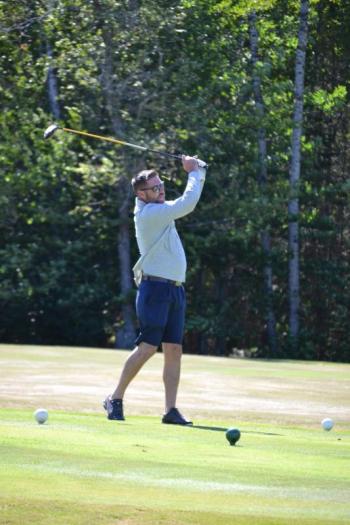 Chad Otis finishes a shot. (Belfast Area Chamber of Commerce)