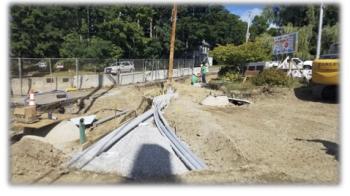 Remember those wires in the earlier photo? Pictured below are some of the conduits that will carry those wires underground. Also pictured are some of the many culverts that will provide the drainage for Union and Limerock Streets.