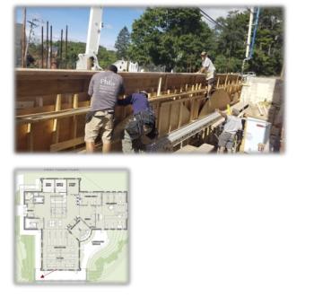 The Phi crew work on the supporting structure for the concrete forms for the arches.