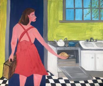 “Bags Packed But A Pie In The Oven” Photo of artwork by Barbara Sullivan