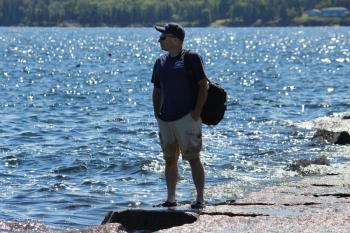 Bob Trapani on one of his forays out on the Rockland Breakwater. Photo courtesy Anne-Marie Trapani.
