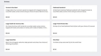 Sample of menu. Screenshot by Kay Stephens