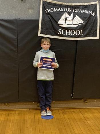 Preston Fish, grade 3, receives the Principal’s Award. (Photo courtesy Thomaston Grammar School)