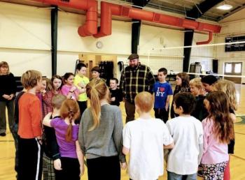 Jackson working with kids from North Haven Community School in 2017. Photo courtesy Ryan Jackson