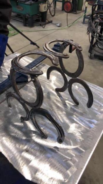 A boot cleaner sculpture made from horseshoes. Photo courtesy Mikayla Tolman