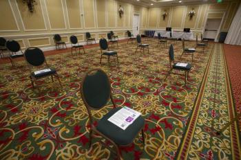 Inside the Samoset Resort ballroom, transformed into a vaccine clinic. (Photo courtesy MaineHealth)