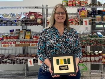 Liz Jenkins accepting her Community Service Award