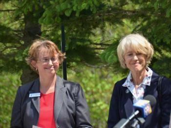 Penobscot Bay Area YMCA CEO Melissa Bellew and Rep. Vicki Doudera, D-Camden. (Photo by Lynda Clancy)