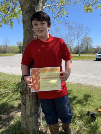 Ayden Basinet, Grade 3, Honesty. (Photo courtesy Thomaston Grammar School)