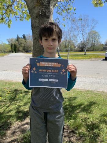 Ashton Rice, Grade 5, Principal’s Award. (Photo courtesy Thomaston Grammar School)