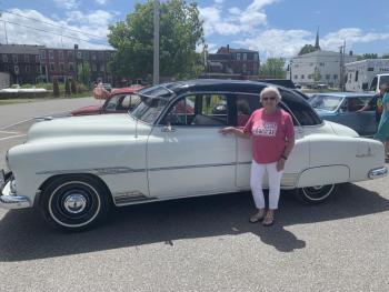 Kathleen Anderson with her ’51 Chevy. (Photo courtesy Thomaston Grammar School)