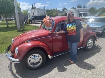 Lauren Watts with her 1968 Volkswagen. (Photo courtesy Thomaston Grammar School)