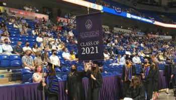 The University of Scranton conferred more than 800 bachelor's degrees at its in-person undergraduate celebration ceremonies on May 23. Degrees were conferred to graduates who had completed their academic degree requirements in August and December of 2020, as well as January and May of 2021. (Photo courtesy University of Scranton)