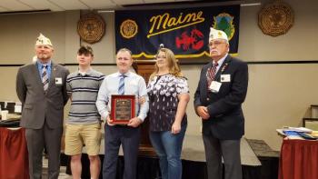 Pictured left to right are Maine Department Commander Mat Jabaut, Nathan Andrick, Camden Police Detective Sgt. Curt Andrick, Dawn Andrick and Maine Legion Second Vice Commander Kirk Thurston. (Photo courtesy War Memorial Post 30)