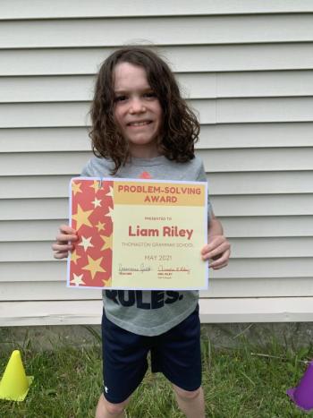 Liam Riley receives a Problem Solving Award. (Photo courtesy Thomaston Grammar School)