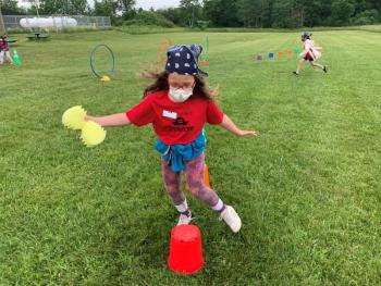 Evelyn Fairfield races through the obstacle course. (Photo courtesy Thomaston Grammar School)