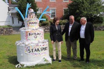 Senator Collins with Searsport Town Manager James Gilway and Chair of the Selectboard Doug Norman.