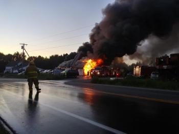 A fire on Route 17 in Washington has closed the highway. (Photo by Sarah Thompson)