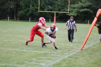 The Camden Hills football team during its Aug. 28 preseason scrimmage against Dexter. (Courtesy Sally Russillo)