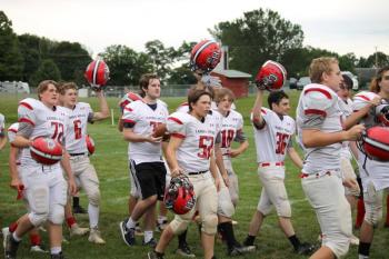 The Camden Hills football team during its Aug. 28 preseason scrimmage against Dexter. (Courtesy Sally Russillo)