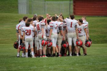 The Camden Hills football team during its Aug. 28 preseason scrimmage against Dexter. (Courtesy Sally Russillo)