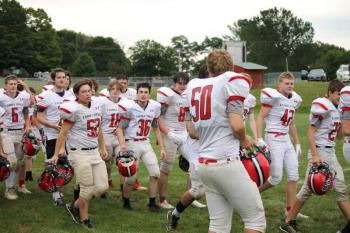 The Camden Hills football team during its Aug. 28 preseason scrimmage against Dexter. (Courtesy Sally Russillo)