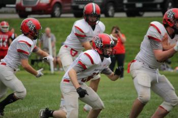 The Camden Hills football team during its Aug. 28 preseason scrimmage against Dexter. (Courtesy Sally Russillo)