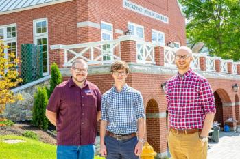 Rockport Library staff Ben Blackmon, Keith Drago an Ben Odgren (Photo courtesy Jim Dugan, Rockport Library Foundation)