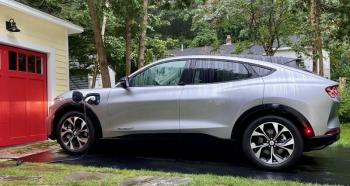 The Mach-E is the most impressive Ford since the three generations of the GT. It’s particularly handsome in Iconic Silver Metallic with contrasting black. (Charging in the rain is OK.)