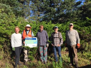 The Rotary work crew at Penobscot Park on Sunday. L-r: Cindy Allen, Peter Lindquist, Sarah Lindquist, J.P. Fecteau, Mark Bergelin.
photo courtesy David Kinney work crew