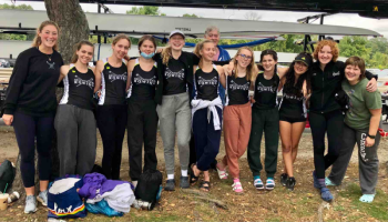 From left: Coach Abby Chamberlin, Kate Walker-Spencer, Flora Gurdon, Laura Riordan, Veronica Waters, Adella Brainerd, Coach Jeff Foltz, Ava Tobias, Greer LaFiura, Sofia Howell, Leah Bloomquist, Lydia Myers. (Missing: Rachel Aldridge-Peacock, Iselin Bratz, Maggie Gill, Anna Piconi)