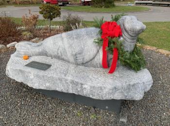 Andre statue located at Harbor Park. (Photo courtesy Rockport Garden Club)