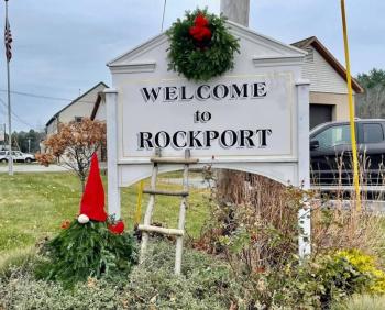 The Rockport sign located at Routes 90 and 17. (Photo courtesy Rockport Garden Club)