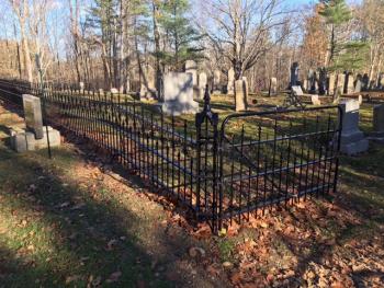 The handsome 1881 iron fence at Union Cemetery, restored by Hope’s Ben Leavitt, is now in place.
Photo by Leroy Underhill fence