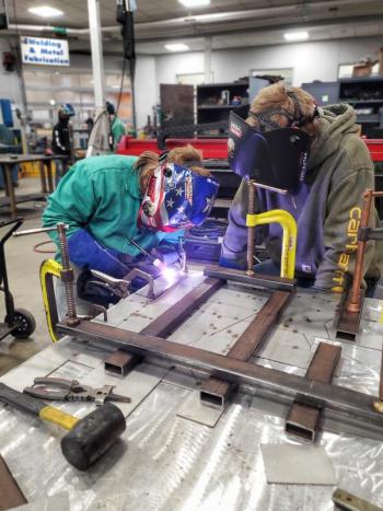 Aaron Heald (L), Derek Myster (R); Welding I. (Photo courtesy Mid-Coast School of Technology)