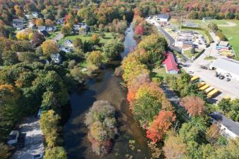 The Megunticook River, as it bends around by there Camden-Rockport Middle School and the the sewage treatment plant. (Photo courtesy Todd Anderson)