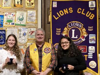 Maiara Rebordao, Belfast Lions Speak-Out Chair Chip Lagerbom, and Savannah Springer (Photo by Karen Varney).