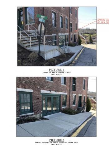 The proposed entrance to Freya’s Ice Cream LLC on the corner of Central and Main streets in Rockport.