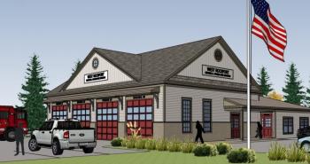 Rendering by 2A Architects of a proposed fire station on the corner of Route 17 and Route 90 in Rockport. Source: Town of Rockport
