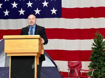 Pine Tree Scout Executive Matt Klutzaritz said that Maine's healthcare workers have lived up to the Scouting Motto "Be Prepared" and the part of the Scout Oath that encourages Scouts to "Help Other People at All Times." (Photo courtesy Chuck Mahaleris)