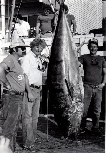 The Boothbay Harbor Tuna Challenge returns Sept. 4-8 for the first time in 43 years. A captains’ meeting is Sept. 3. Pictured are past participants from left, Steve Branch, Rusty Court and Michael Jarrett at Brown Bros. File photo