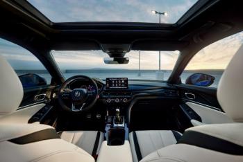 Honda/Acura has always been a master of Feng shui ergonomics, somehow placing airy and spacious large-car cabins into small cars. In addition to a long, long list of features, our sample A-Spec Integra Tech also came with the red-leather Parisian Bordello interior.