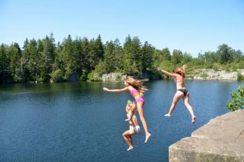 Lynda Clancy earned first place for a Feature Photo taken on Vinalhaven in Summer 2021, with Avery, Brynn and Cayla jumping into Booth’s Quarry on Vinalhaven (Just poking around: A mid-summer’s morning on Penobscot Bay).