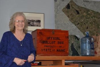 Linda Greenlaw, the day before her last election as Rockport Town Clerk. She, staff and volunteers had already processed 213 absentee ballots on Saturday, Nov. 5, and was anticipating another few hundred to arrive by Election Day, Nov. 8.