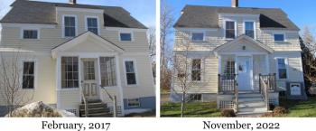 Photos taken of the 198-200 Broadway Street house before renovations and after. Photos by Kay Stephens