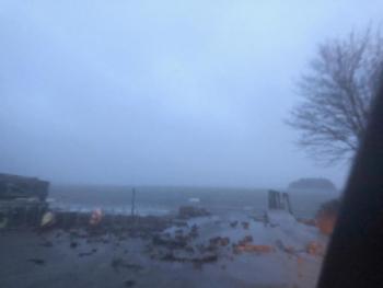 Steamboat Landing, in Camden, is strewn with rubble at 4 p.m.
