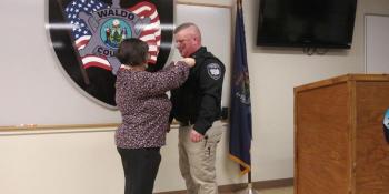 Chief Deputy Curtis is formally pinned. (photo by Erica Thoms)