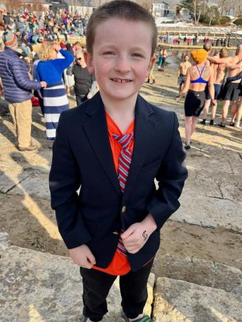 Callan Farrell, 7, won the prize for being the youngest Polar Plunge contestant. Photo courtesy Ali Farrell
